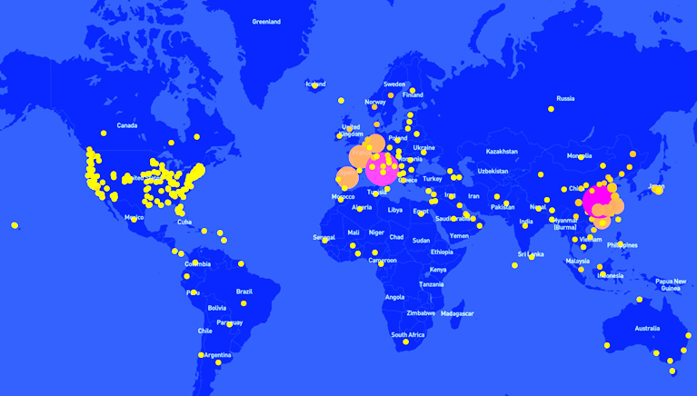 Η Ελλάδα στον Παγκόσμιο Χάρτη του Κορωνοϊού