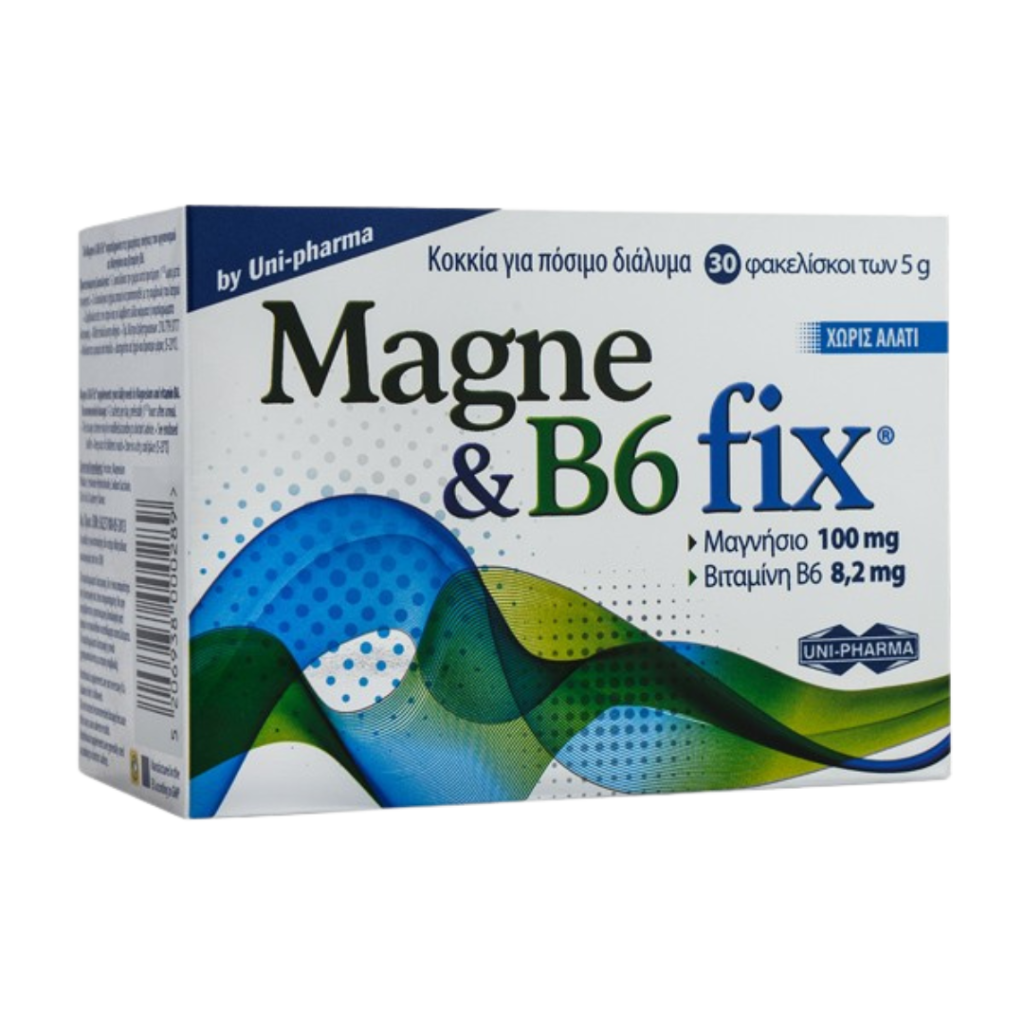 Συσκευασία του συμπληρώματος διατροφής Magne & B6 fix της UNI-PHARMA