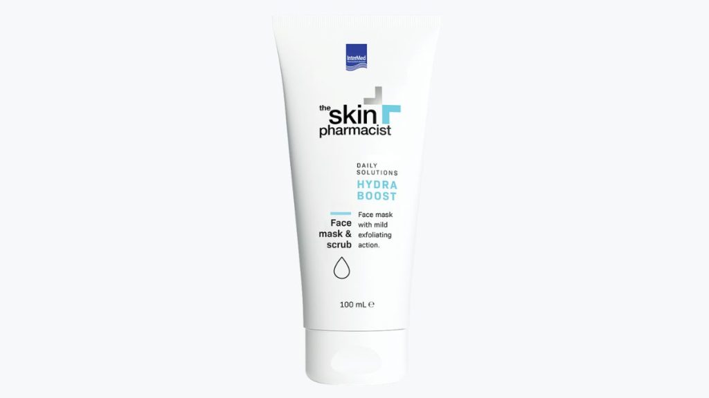 Συσκευασία του προϊόντος HYDRA BOOST Face & Mask Scrub της The Skin Pharmacist. 